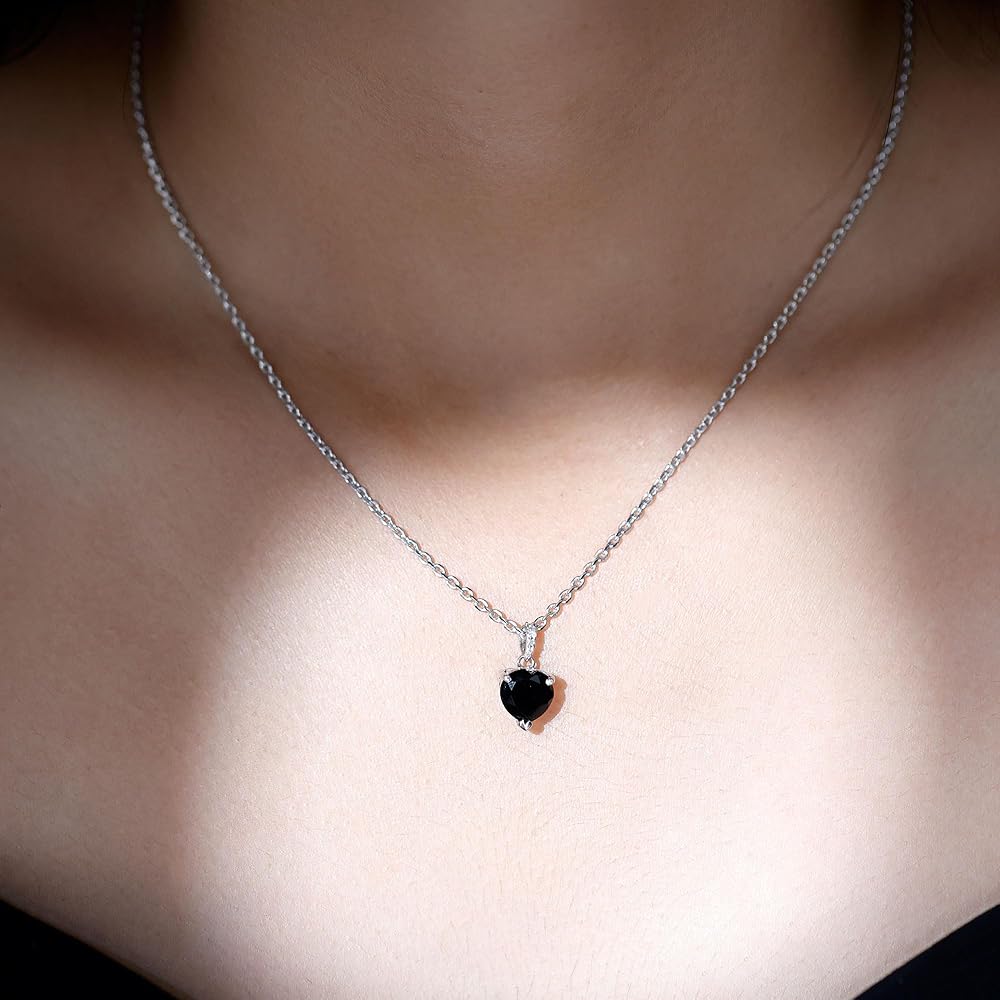 Amazon.com: Rosec Jewels Natural Onyx Diamond Love Heart